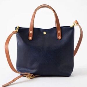 KMM & Co. Leather Mini Tote / Crossbody Bag in Navy Kodiak Handmade In USA
